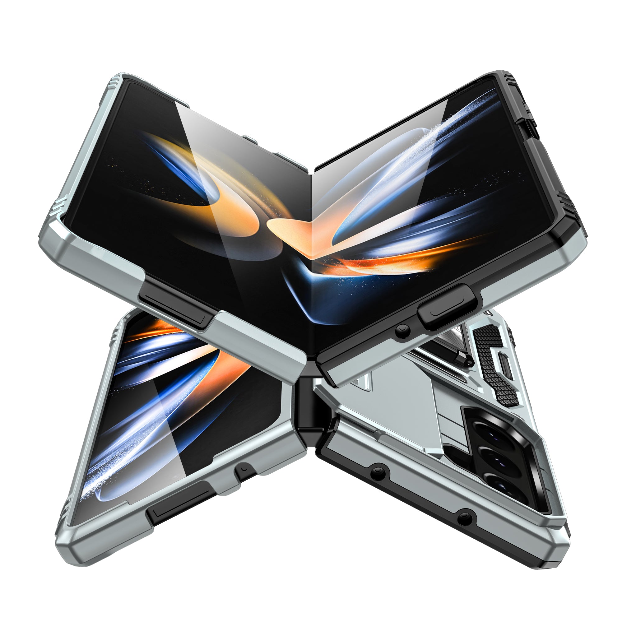 For Samsung Galaxy Z Fold5 5G Armor Series PC TPU Phone Case Metal Kickstand Cover with Slide Camera Lid For Samsung Galaxy Z Fold5 5G Armor Series PC TPU Phone Case Metal Kickstand Cover with Slide Camera Lid